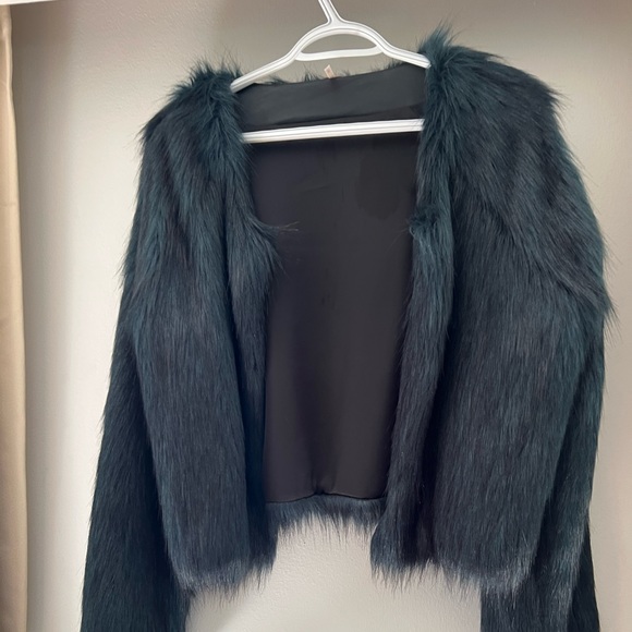 NWOT Free People Frankie Green Multicolored 70s Y2K Faux Fur Coat - Picture 3 of 10